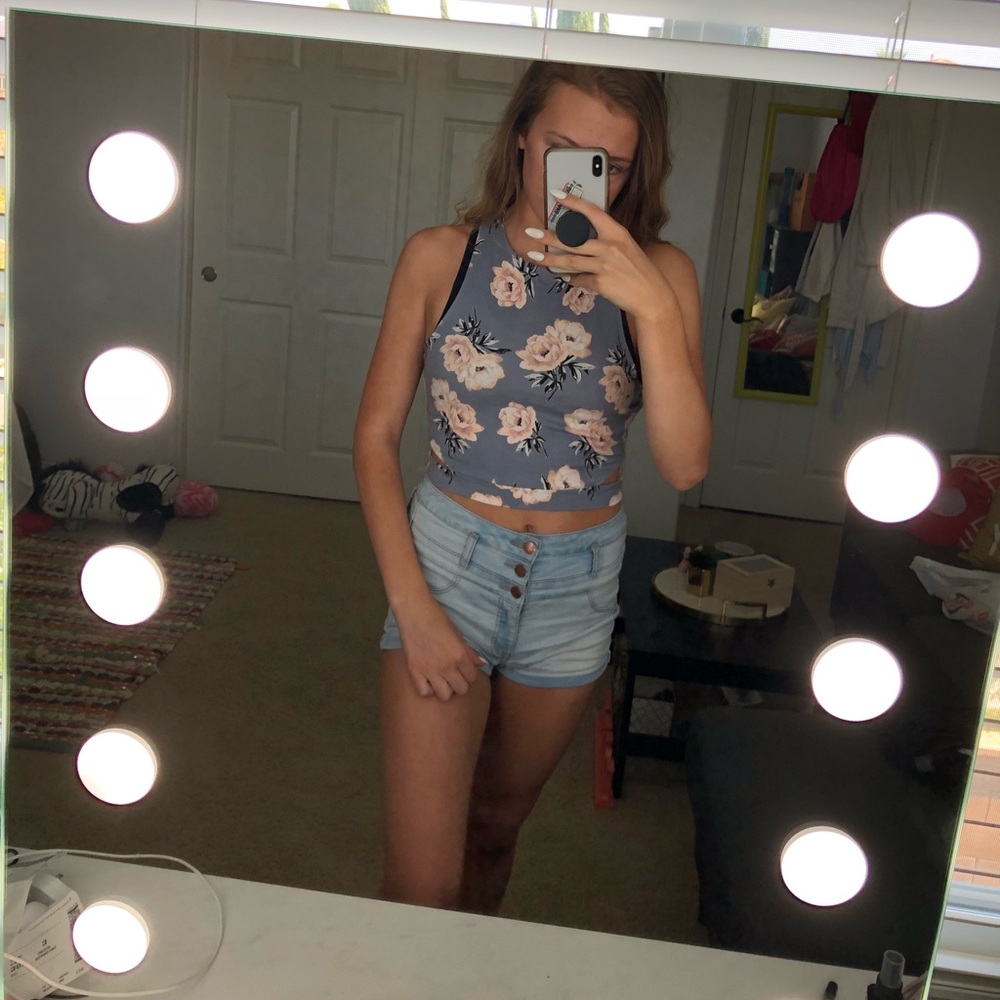 Floral Cut Out Crop Top